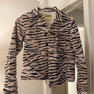 L'AGENCE Celine Black and Cream Tiger Print Jacket